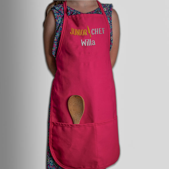 Personalized Embroidered Junior Chef Kids Apron and Chef Hat Set