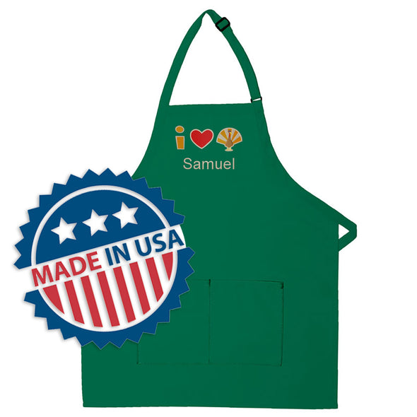 Personalized Apron Embroidered I Heart Turkey Design Add a Name