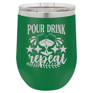 Personalized Pour Drink Repeat Engraved Wine Tumbler - The ApronPlace