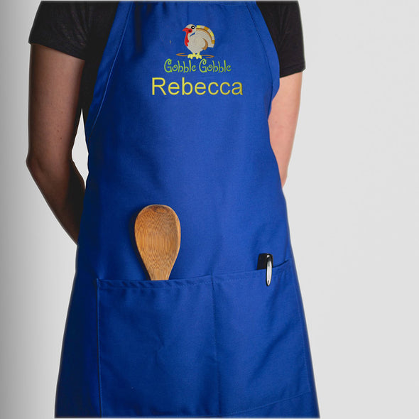 Personalized Apron Embroidered Gobble Gobble Design Add a Name