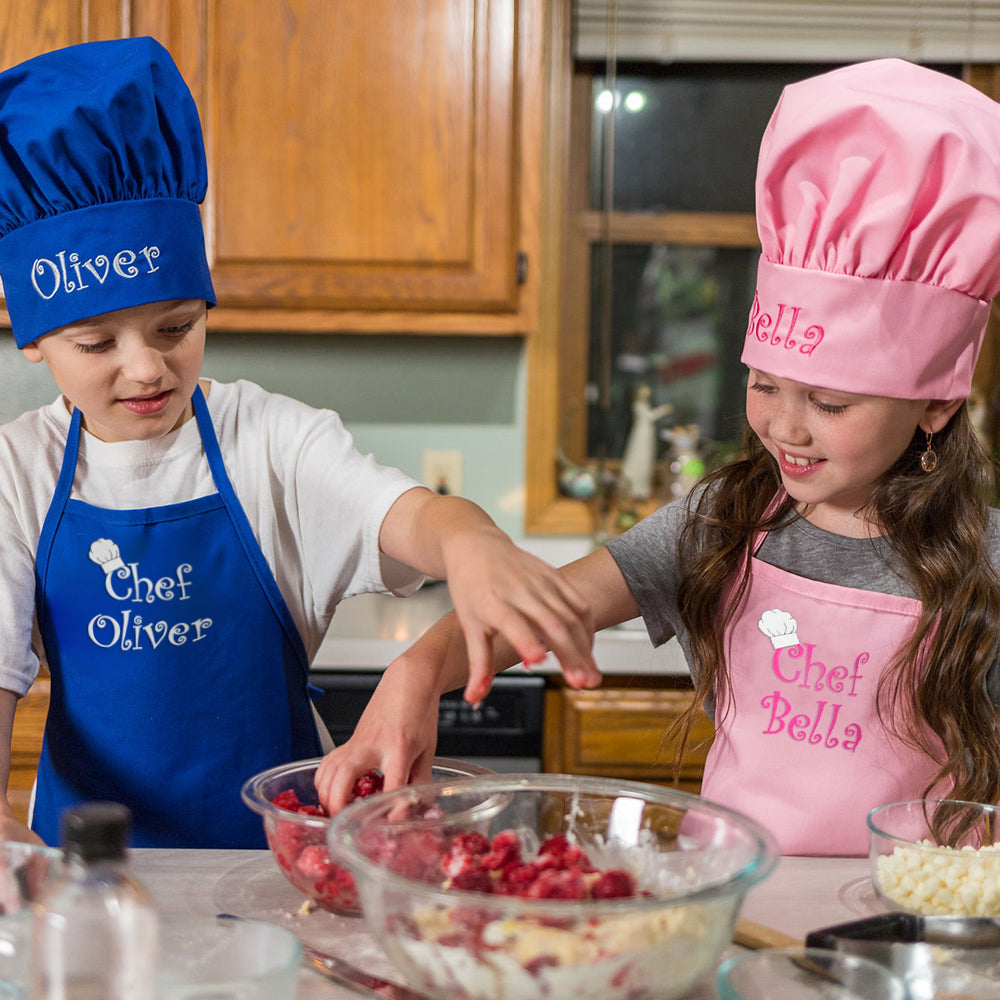 Personalized Embroidered Chef Any Name Kids Apron and Chef Hat Set