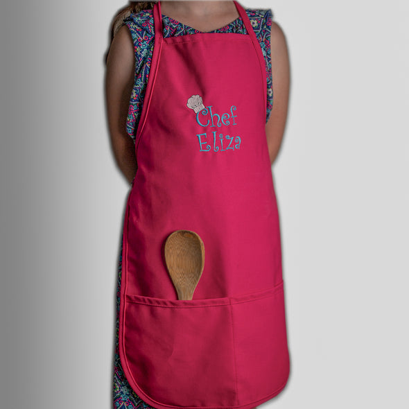 Personalized Embroidered Chef Any Name Kids Apron and Chef Hat Set