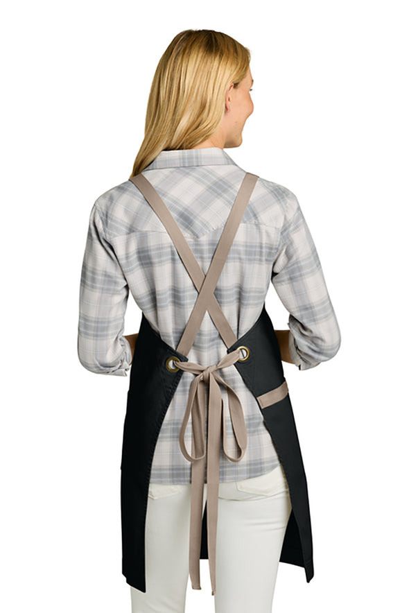 A902 Two-Tone Heavy Cotton Twill Crossback Apron with Pockets