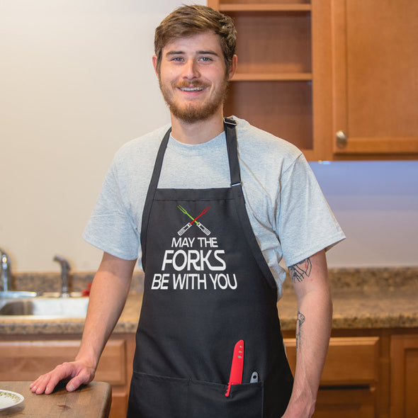 Personalized Apron Embroidered May The Forks Design Add a Name