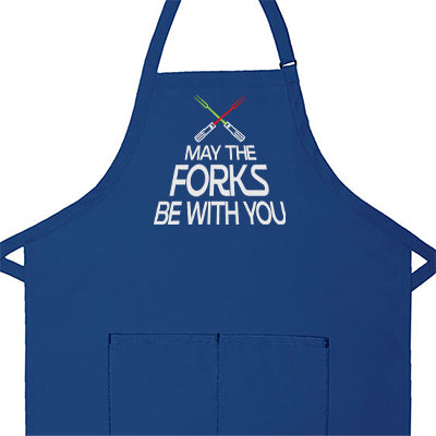 Personalized Apron Embroidered May The Forks Design Add a Name