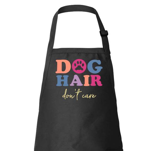 Printed Funny Kitchen Apron, Dog Hair Don't Care Design, Black, Adjustable Straps, Cooking, BBQ, Grilling