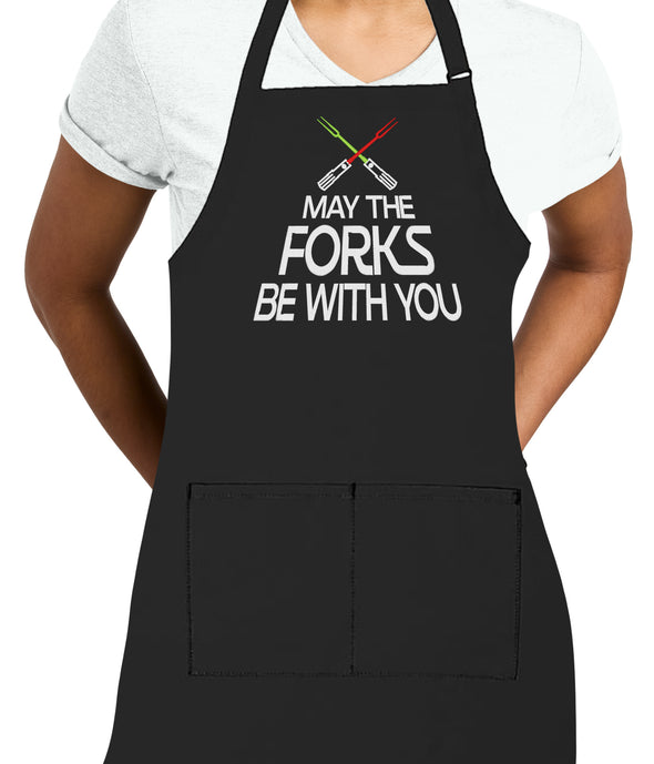 Personalized Apron Embroidered May The Forks Design Add a Name