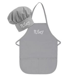 Personalized Embroidered Kids Apron and Chef Hat Set