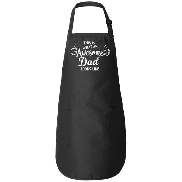 Printed Funny This is What an Awesome Dad BBQ Apron – Black Cotton Blend 22x30, Humorous Designs for Men, Grilling & Kitchen Chef