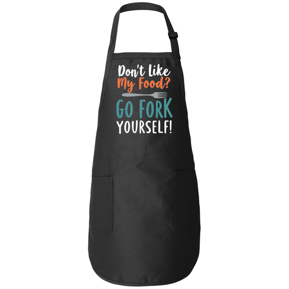 Printed Funny Kitchen Apron, Go Fork Yourself Design, Black, Adjustable Straps, Cooking, BBQ, Grilling