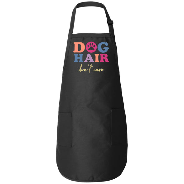 Printed Funny Kitchen Apron, Dog Hair Don't Care Design, Black, Adjustable Straps, Cooking, BBQ, Grilling