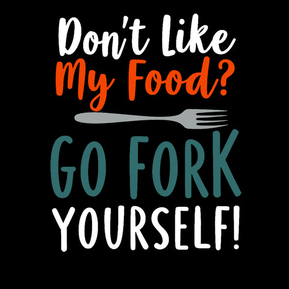 Printed Funny Kitchen Apron, Go Fork Yourself Design, Black, Adjustable Straps, Cooking, BBQ, Grilling