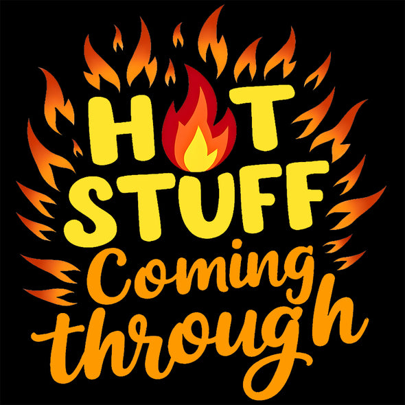 Printed Funny Kitchen Apron, Hot Stuff Design, Black, Adjustable Straps, Cooking, BBQ, Grilling