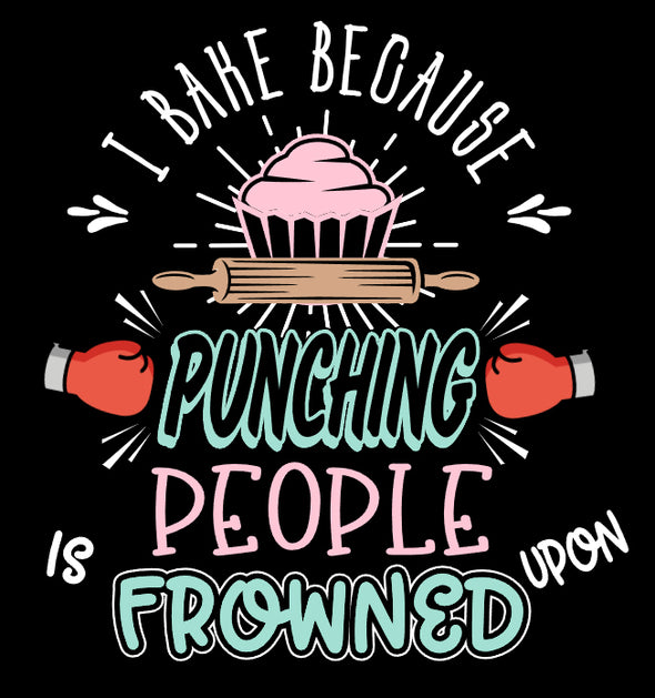 Printed Funny Kitchen Apron, I Bake Because Design, Black, Adjustable Straps, Cooking, BBQ, Grilling