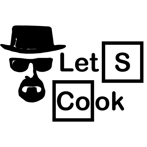 Printed Funny Kitchen Apron, Let's Cook Design, White, Adjustable Straps, Cooking, BBQ, Grilling