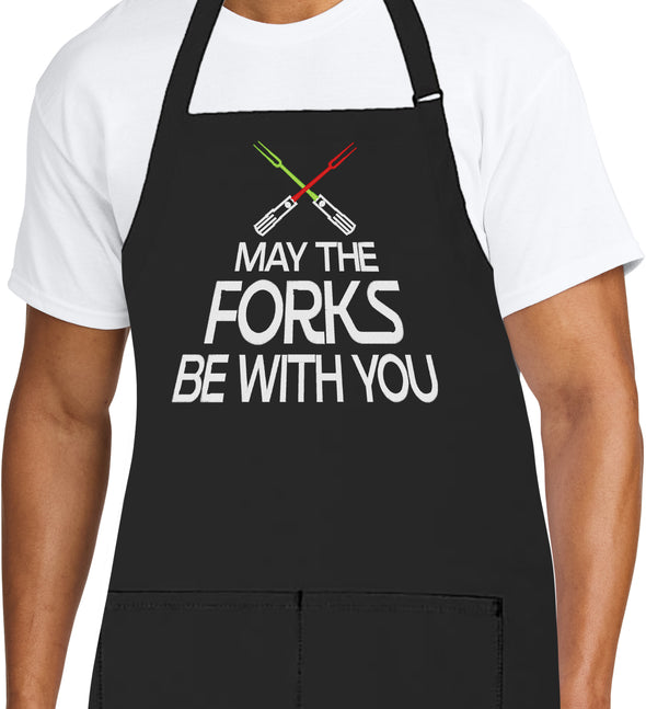 Personalized Apron Embroidered May The Forks Design Add a Name