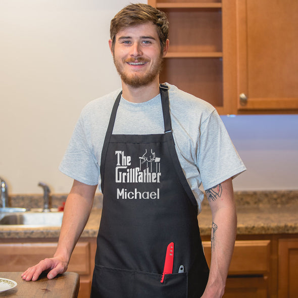 Personalized Apron Embroidered The Grillfather Design Add a Name