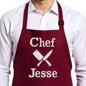 Personalized Apron Embroidered Chef Knives Design Add a Name