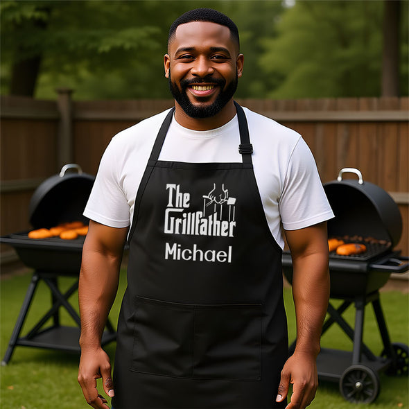 Personalized Apron Embroidered The Grillfather Design Add a Name