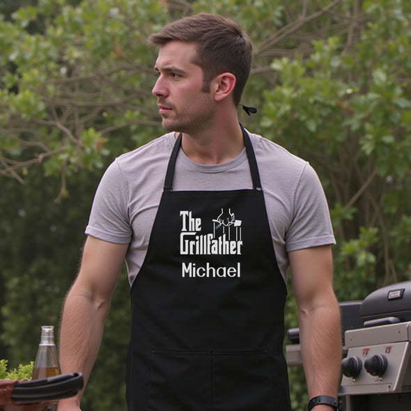 Personalized Apron Embroidered The Grillfather Design Add a Name