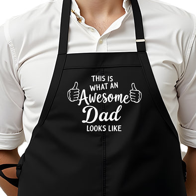 Printed Funny This is What an Awesome Dad BBQ Apron – Black Cotton Blend 22x30, Humorous Designs for Men, Grilling & Kitchen Chef