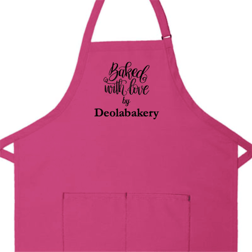Personalized Apron Embroidered Baked With Love Design Add a Name - The ApronPlace