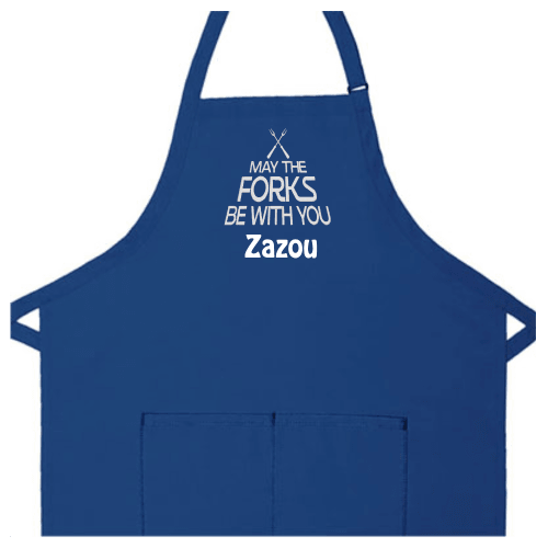 Personalized Apron Embroidered May The Forks Design Add a Name - The ApronPlace