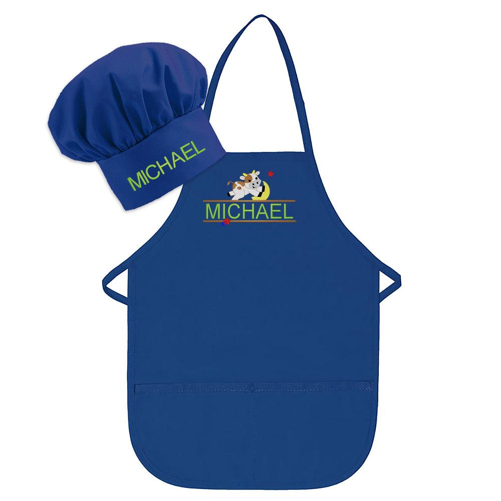 Personalized Embroidered Animal and Name Kids Apron and Chef Hat