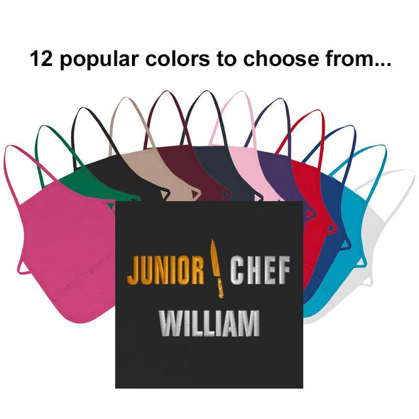 Personalized Apron Embroidered Junior Chef Design Add a Name - The ApronPlace