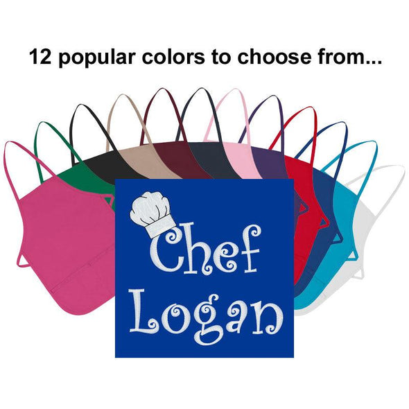 Personalized Child Apron Embroidered Chef Any Name Add a Name - The ApronPlace