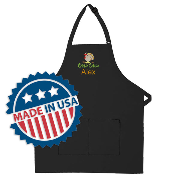 Personalized Apron Embroidered Gobble Gobble Design Add a Name