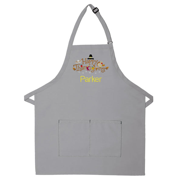 Personalized Apron Embroidered Happy Thanksgiving Design Add a Name