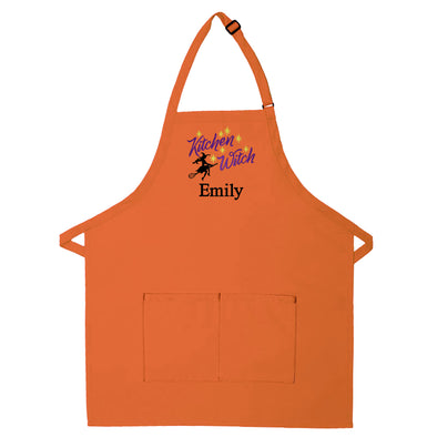 Personalized Apron Embroidered Kitchen Witch Design Add a Name