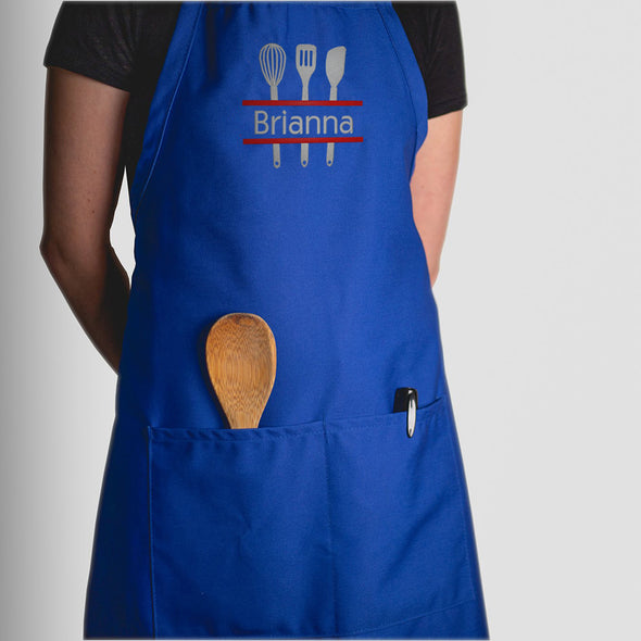 Personalized Apron Embroidered Witch Hat and Broom Design Add a Name