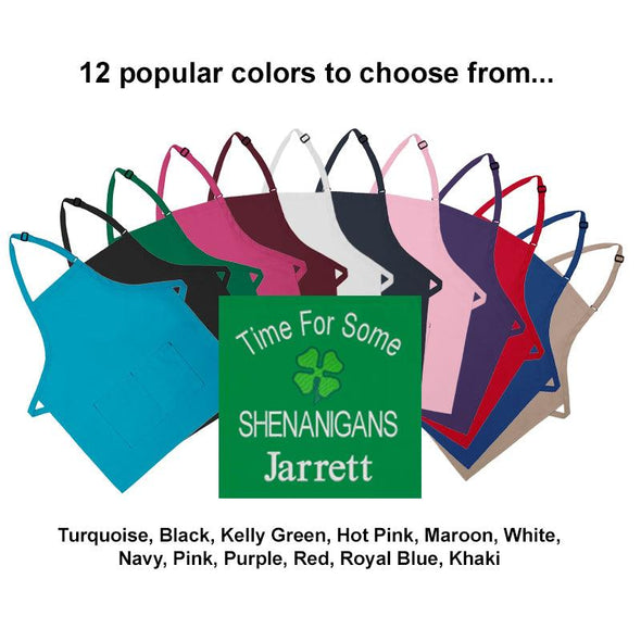 Personalized Apron Embroidered Shenanigans Design Add a Name - The ApronPlace