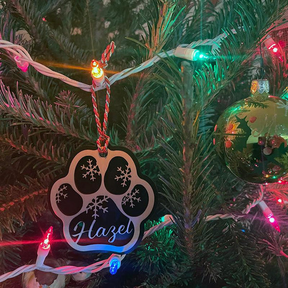 Personalized Laser Cut Dog Paw Print Ornament - The ApronPlace