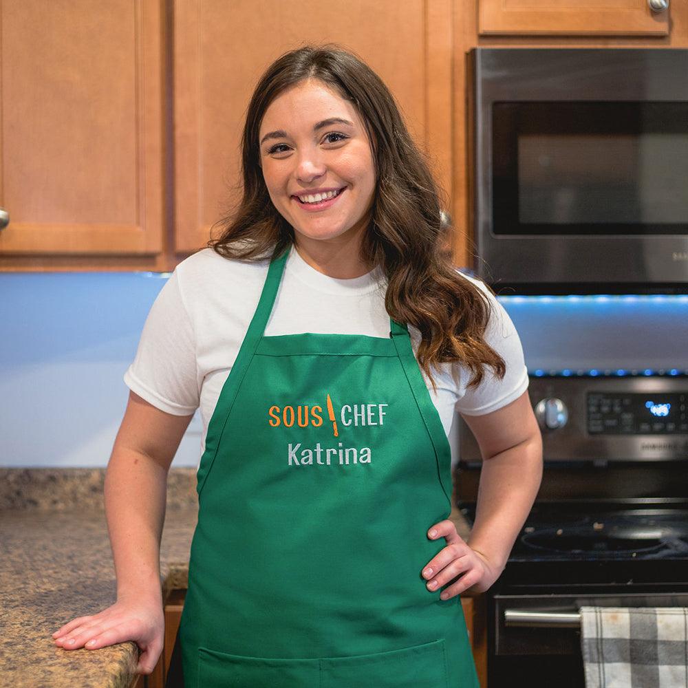 Personalized Apron Embroidered Sous Chef Design Add a Name – The