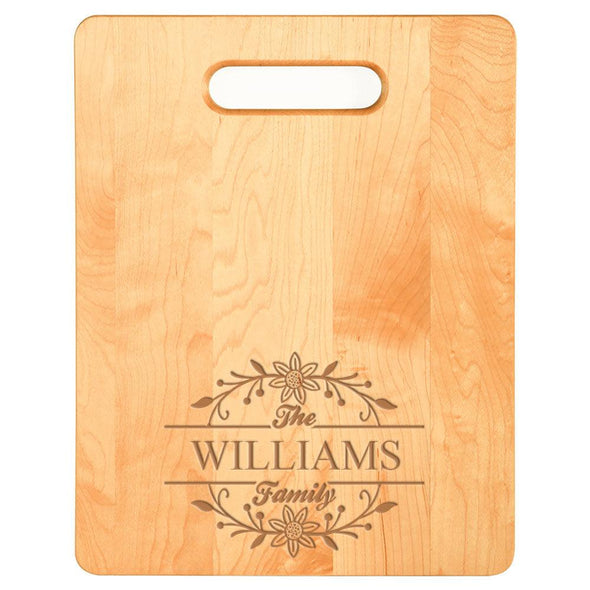 Laser Engraved Family Monogram 2 Cutting Board (Rectangle or Paddle Shaped Options) - The ApronPlace