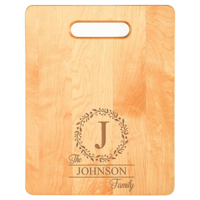 Laser Engraved Family Monogram 4 Cutting Board (Rectangle or Paddle Shaped Options) - The ApronPlace