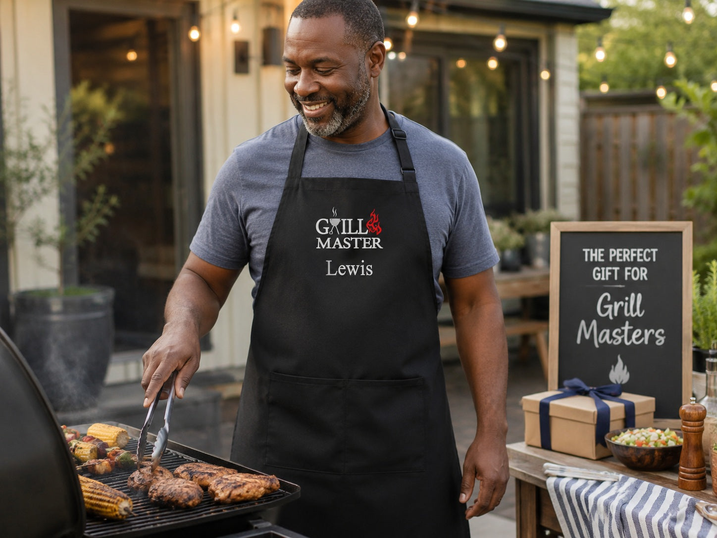 Personalized grilling apron gift for a grill master